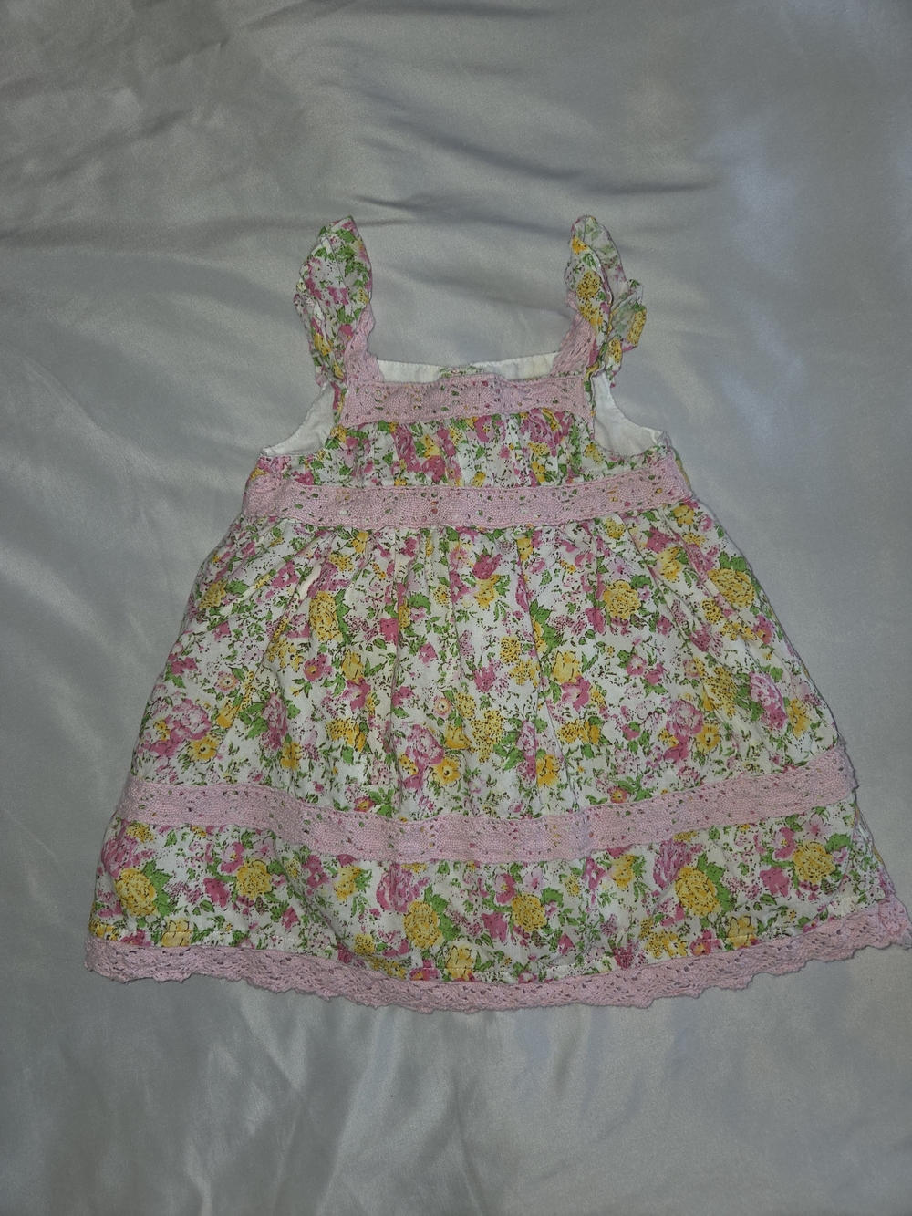 Maggie & Zoe White Floral Dress with Pink and Yellow Accents